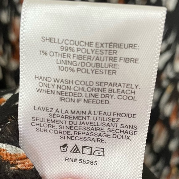 EXPRESS Metallic Printed Tie Back Balloon Sleeve Top L Large Black Gold - Picture 11 of 11